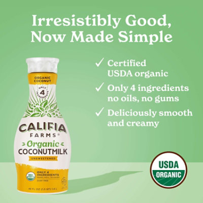 Califia Farms Organic Unsweetened Coconut Milk 48 Fz - 48 FZ - Image 3