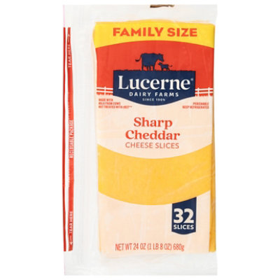 Lucerne Sharp Cheddar Cheese Slices Family Size - 32 CT