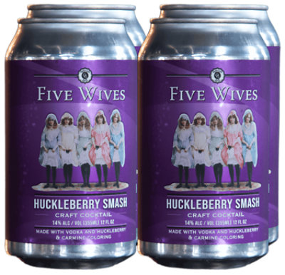 Five Wives Huckleberry Smash Canned Cocktail 4-12 Fl Oz - 4-12 FZ - Image 1
