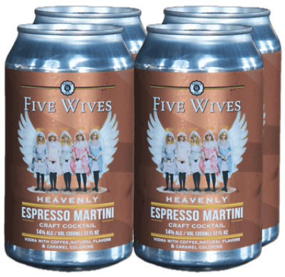 Five Wives Heavenly Espresso Martini Canned Cocktail 4-12 Fl Oz - 4-12 FZ - Image 1