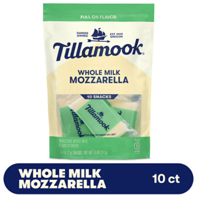 Tillamook Whole Milk Mozzarella Cheese Snack Portions 7.5oz, 10 Count - 7.5 OZ - Image 1