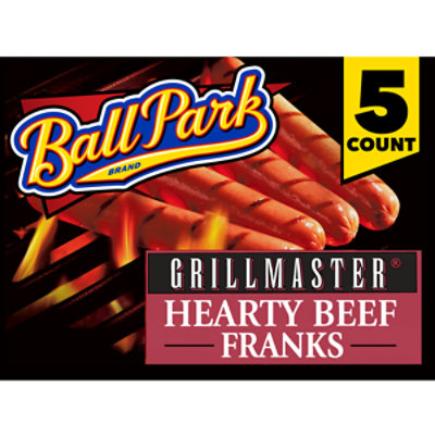 Ball Park Bun Length Hot Dogs, Grillmaster Hearty Uncured Beef, 5 Count, 14.5 Oz - 14.5 OZ - Image 1