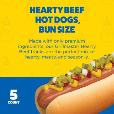 Ball Park Bun Length Hot Dogs, Grillmaster Hearty Uncured Beef, 5 Count, 14.5 Oz - 14.5 OZ - Image 2