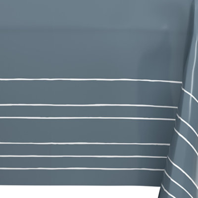 American Greetings Silver with White Striped Plastic Table Cover - Each - Image 1