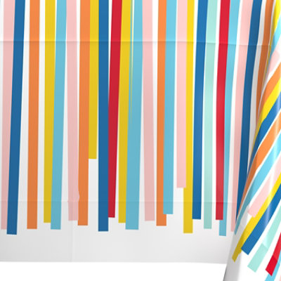 American Greetings Colorful Streamers Birthday Plastic Table Cover - Each - Image 3