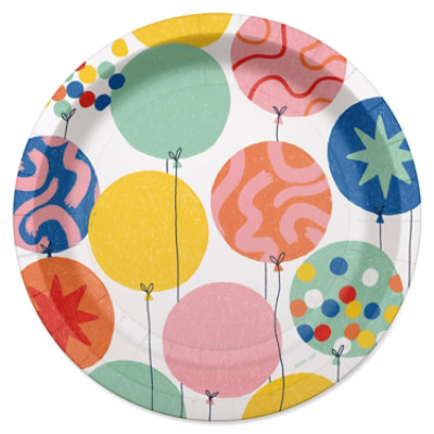 American Greetings Multicolored Balloons 7" Paper Plates - 10 Count - Image 1
