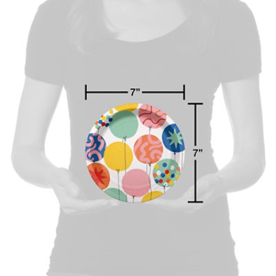 American Greetings Multicolored Balloons 7" Paper Plates - 10 Count - Image 2