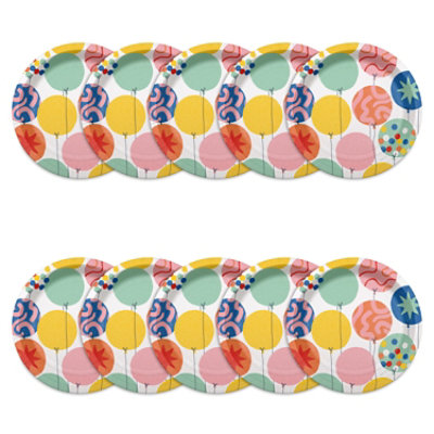 American Greetings Multicolored Balloons 7" Paper Plates - 10 Count - Image 3