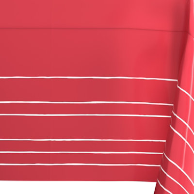 American Greetings Red with White Striped Plastic Table Cover - Each - Image 2