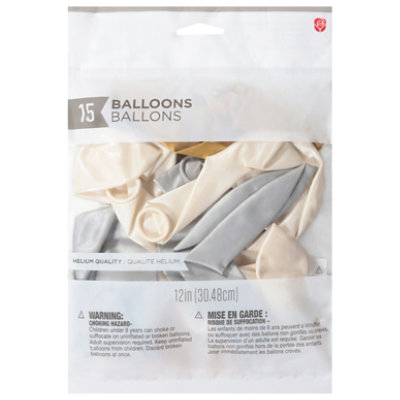 American Greetings Metallic White/Gold/Silver Balloons - 15 Count - Image 1