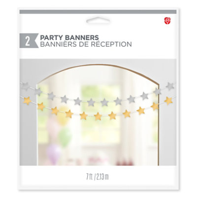 American Greetings Gray and Orange Stars 7' All Ocassion Party Banner Decoration - 2 Count - Image 2