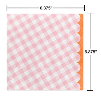 American Greetings Pink Gingham All Occasion Lunch Napkins - 20 Count - Image 3