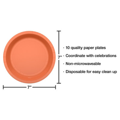 American Greetings  7 Inch Dessert Plates Solid Orange 10 Count - Each - Image 2