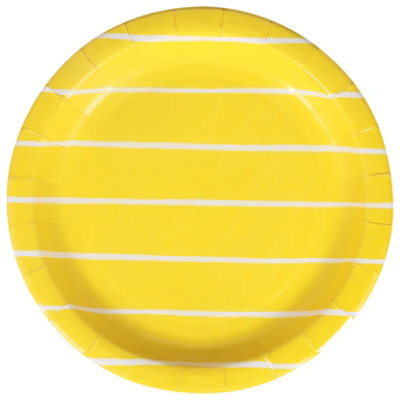 American Greetings Stripes on Yellow 7" Paper Plates - 10 Count - Image 3