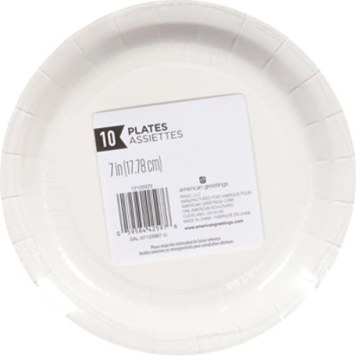 American Greetings Stripes on Yellow 7" Paper Plates - 10 Count - Image 4