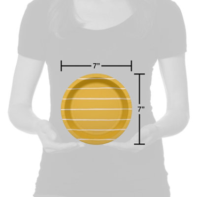 American Greetings Stripes on Yellow 7" Paper Plates - 10 Count - Image 1