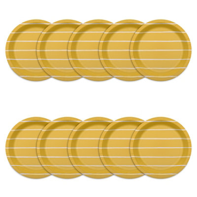 American Greetings Stripes on Yellow 7" Paper Plates - 10 Count - Image 2
