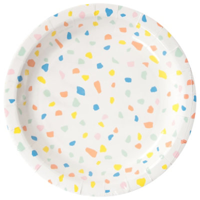 American Greetings White with Colorful Confetti Border 54" x 84" Plastic Table Cover - Each - Image 2