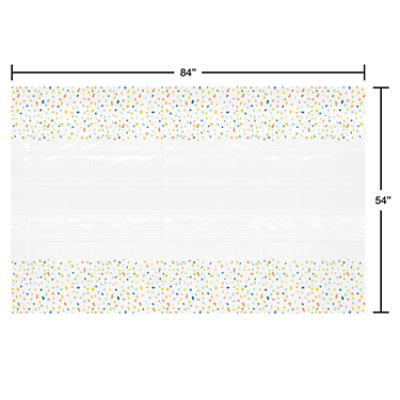 American Greetings White with Colorful Confetti Border 54" x 84" Plastic Table Cover - Each - Image 5