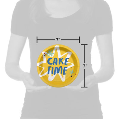 American Greetings Cake Time 7" Birthday Paper Plates - 10 Count - Image 1