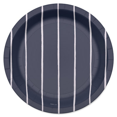American Greetings Stripes on Navy 7" Paper Plates - 10 Count - Image 2