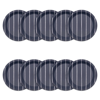 American Greetings Stripes on Navy 7" Paper Plates - 10 Count - Image 2