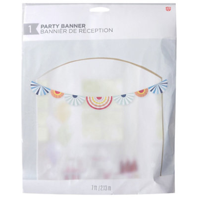 American Greetings Multi-Colored Paper Fan 7' All Occasion Party Banner Decoration - Each - Image 1