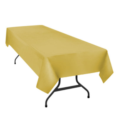Met Gold Plastic Table Cover 54inch X 108inch - .417 EA - Image 1