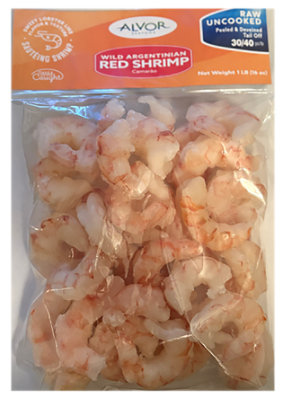 Alvor Wild Red Argentinian Shrimp Pd 30/40 Tail Off - 16 OZ - Image 1