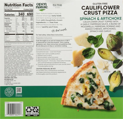 Open Nature Pizza Cauliflower Spinach Artichoke 11.4 Oz - 11.4 OZ - Image 5