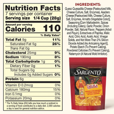 Sargento Shreds Cholula Queso Quesadilla/asadaro Cheese - 7 OZ - Image 5