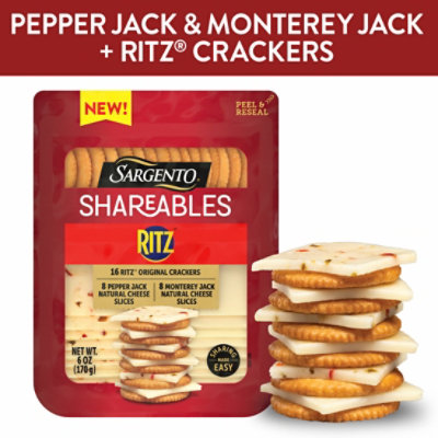 Sargento Shareables Pepper Jack/monterey Jack Sliced Cheese With Ritz Crackers, 6 Oz - 6 OZ - Image 1