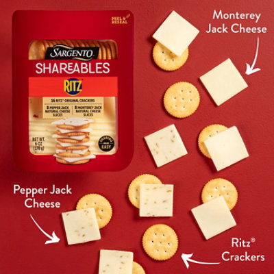 Sargento Shareables Pepper Jack/monterey Jack Sliced Cheese With Ritz Crackers, 6 Oz - 6 OZ - Image 4