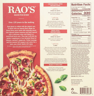 Raos Pizza Supreme Brick Oven Crust - 21.6 OZ - Image 6