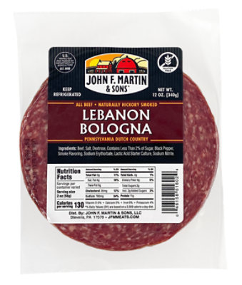 John F Martin Sliced Lebanon Bologna 12oz - 12 OZ - Image 1