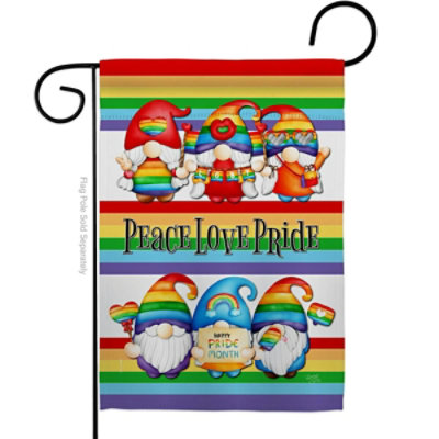 Breeze Decor - G154165-BO Peace Pride Gnome Support 13 x 18.5 in. Double-Sided Decorative Vertical Garden Flags for House Decoration Banner Yard Gift - Image 1