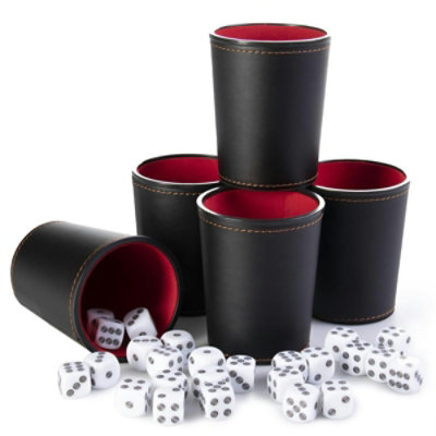 Brybelly - Bullseye Game Night - 25 Dice &5 Dice Cups Black & Red - Image 1