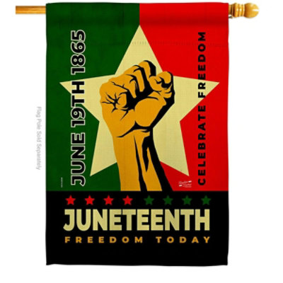 Angeleno Heritage - 28 x 40 in. Juneteenth Day History Double-Sided Vertical Decoration Banner House & Garden Flag Black & Multi Color - Yard Gift - Image 1