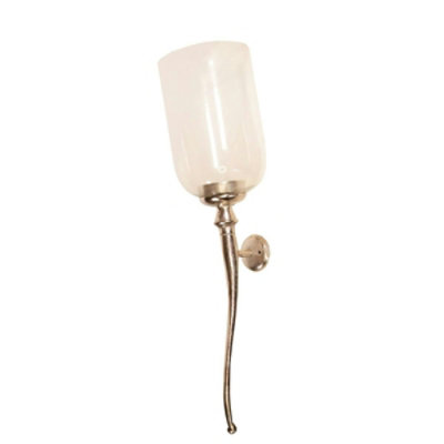 Privilege - 5.75 x 5.75 x 23 in. Aluminum Sconce with Glass Candle Ecasing, Small - Raw Nickel - Image 1