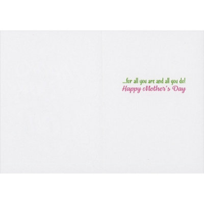 Thank You Mom: Swirling White Letters and Flower Border on Pink Mother's Day Card - Image 2