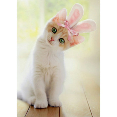 Kitten With Bunny Ears Cat Easter Card - Image 1