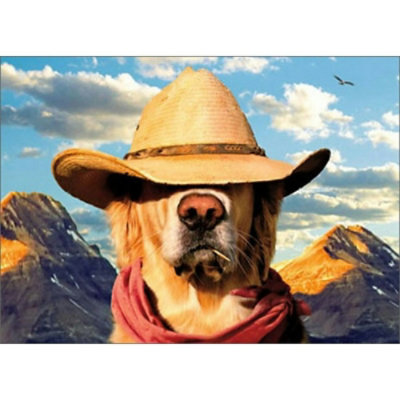 Dog With Straw Hat Funny Father's Day Card - Image 1