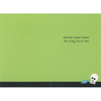 Rectangular Bodied Frankenstein in Suit with Candy Border Juvenile Halloween Card for Kids - Image 2