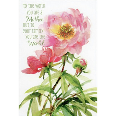 You Are The World: Large Pink Flower Mother's Day Card - Image 1