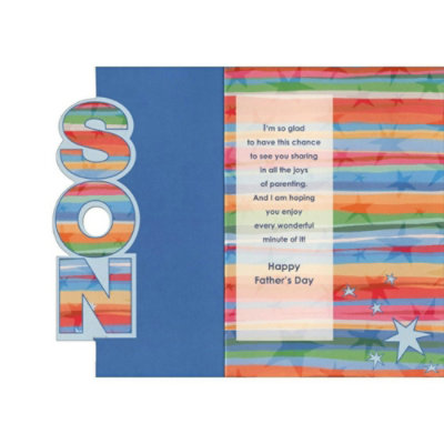 Son: Stars on Light Blue with Colorful Interior Father's Day Card - Image 2