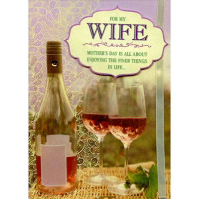 Champagne Glasses and Ribbon Handmade: Wife Designer Boutique Mother's Day Card - Image 1