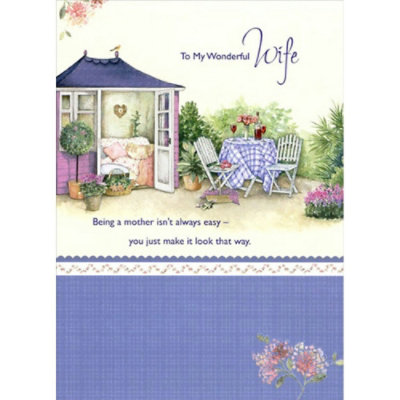 Table, Chairs and Guest House: Wife Mother's Day Card - Image 1
