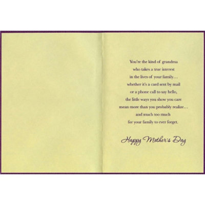 Green, White and Gold Flowers: Grandma Mother's Day Card - Image 2