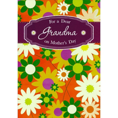 Green, White and Gold Flowers: Grandma Mother's Day Card - Image 1