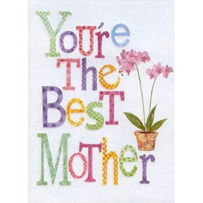 Twinkling Letters and Flower Pot: Mother Mother's Day Card - Image 1